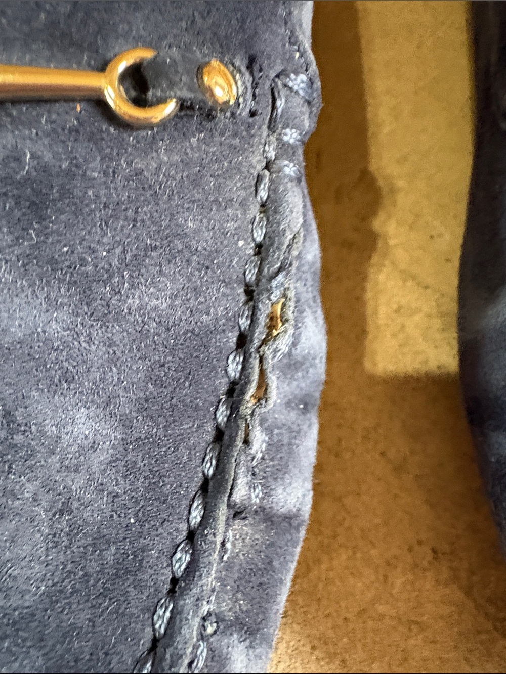 Lands End sz 9 blue suede driving later with gold horse bit detail - Picture 13 of 13